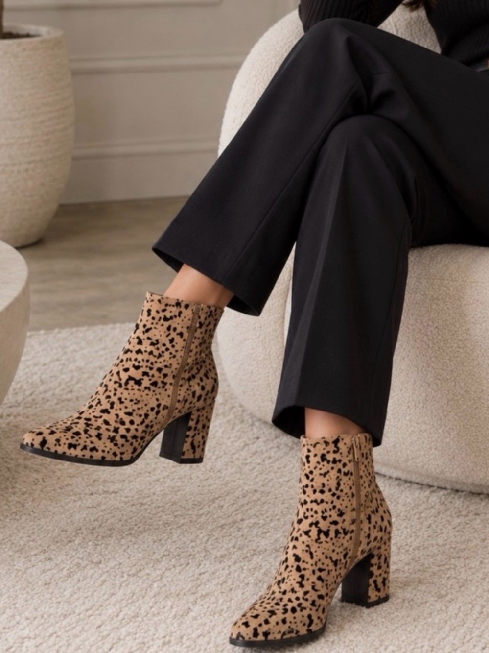 Gibson Latimer Leopard Print Soft Ankle Booties Block Heel Size 6.5